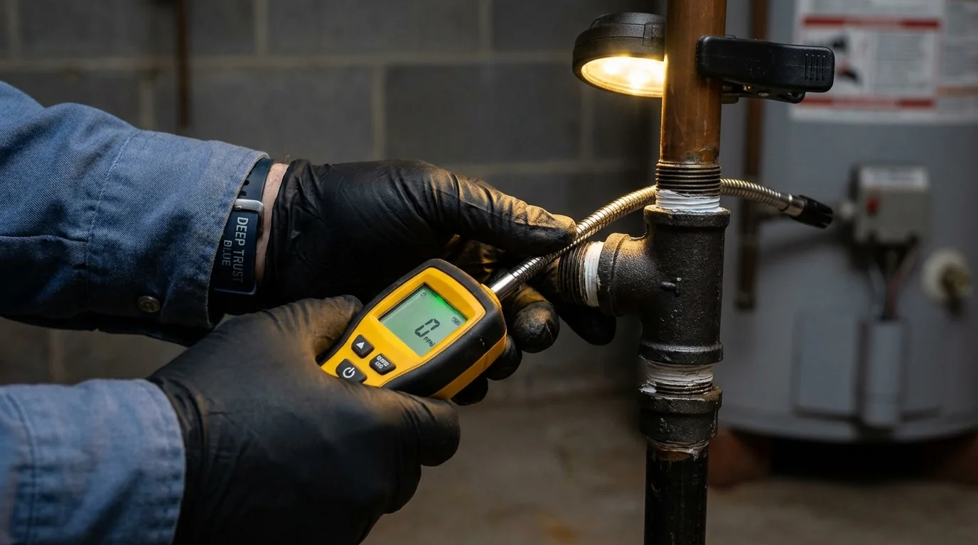 Gas leak detection with electronic sniffer by Johns Plumbing LLC in Steilacoom